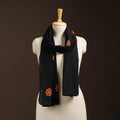 Black - slub silk hand embroidered plain stole 05