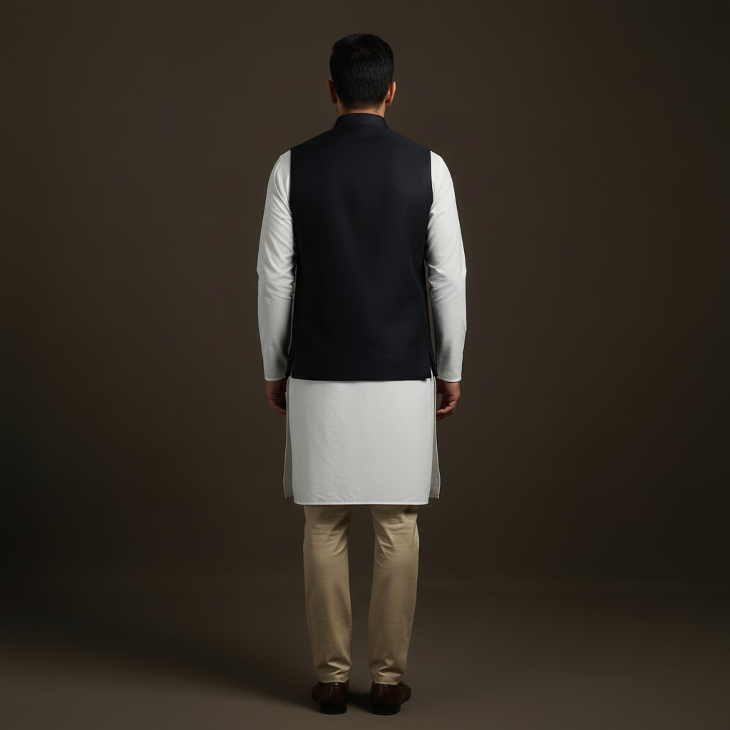 Slub silk men plain nehru jacket 08 - handcrafted