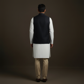 Slub silk men plain nehru jacket 08 - handcrafted