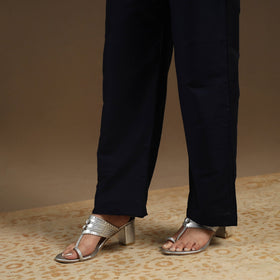 Black Slub Silk Plain Palazzo Pant