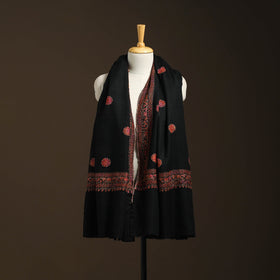 Black - sozni heavy hand embroidery work kashmiri merino