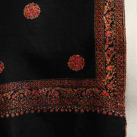Black - sozni heavy hand embroidery work kashmiri merino