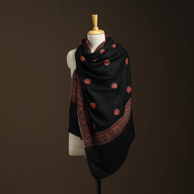 Black - sozni heavy hand embroidery work kashmiri merino