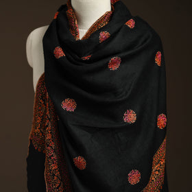 Black - sozni heavy hand embroidery work kashmiri merino