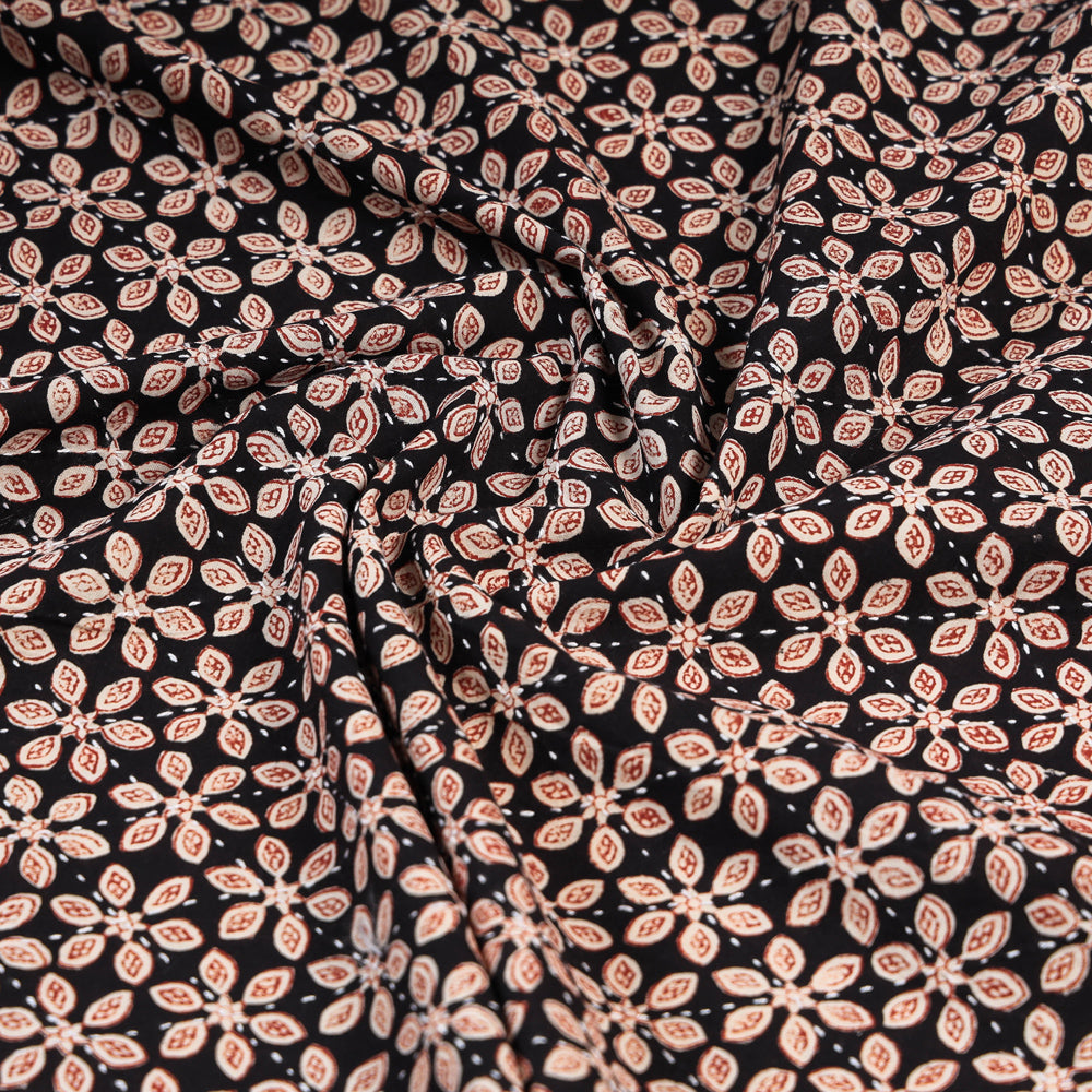 Buy Black Tagai Work Block Print Cotton Kurta Material