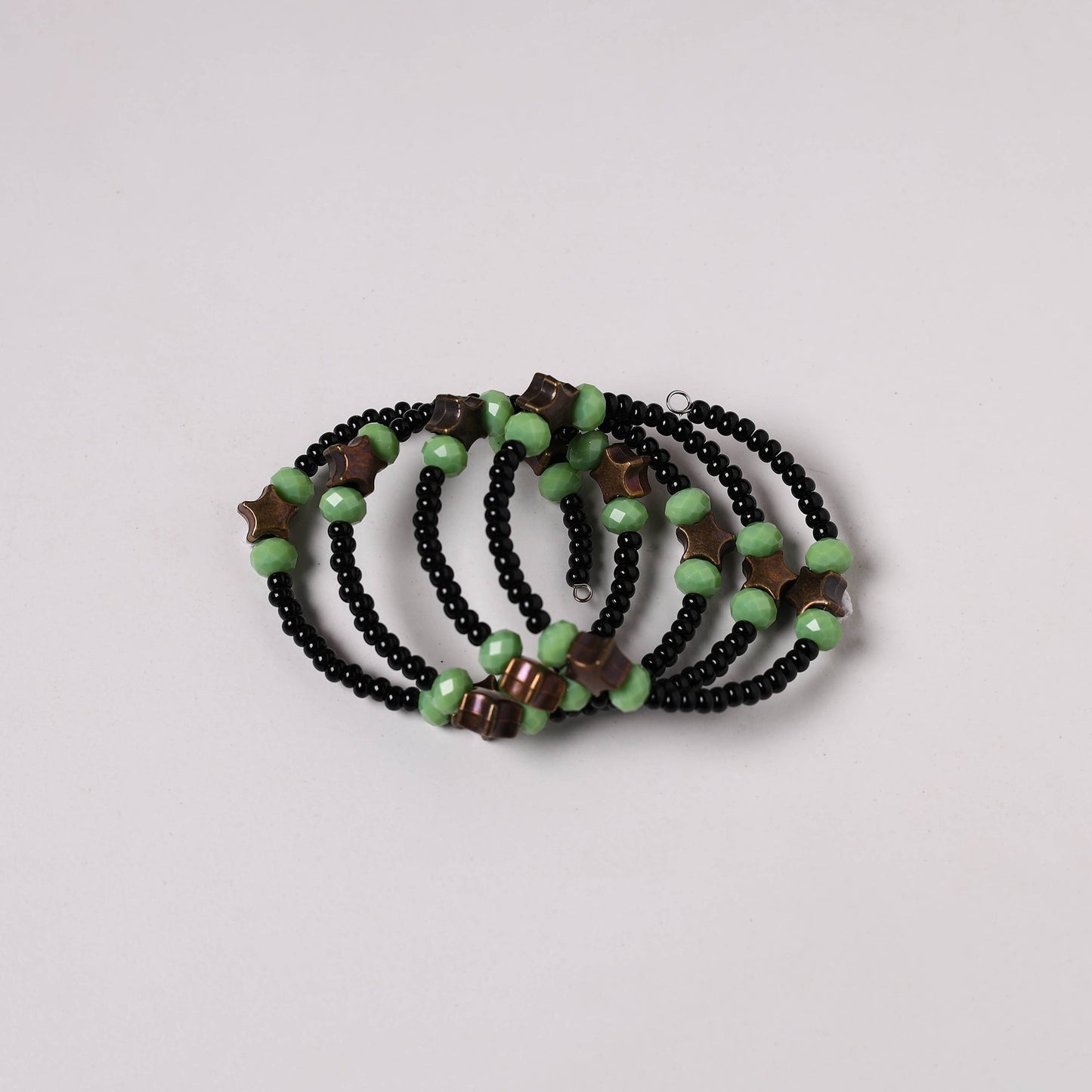 Black - spiral handmade beaded bracelet 196 - handcrafted