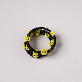 Black - spiral handmade beaded bracelet 217 - handcrafted