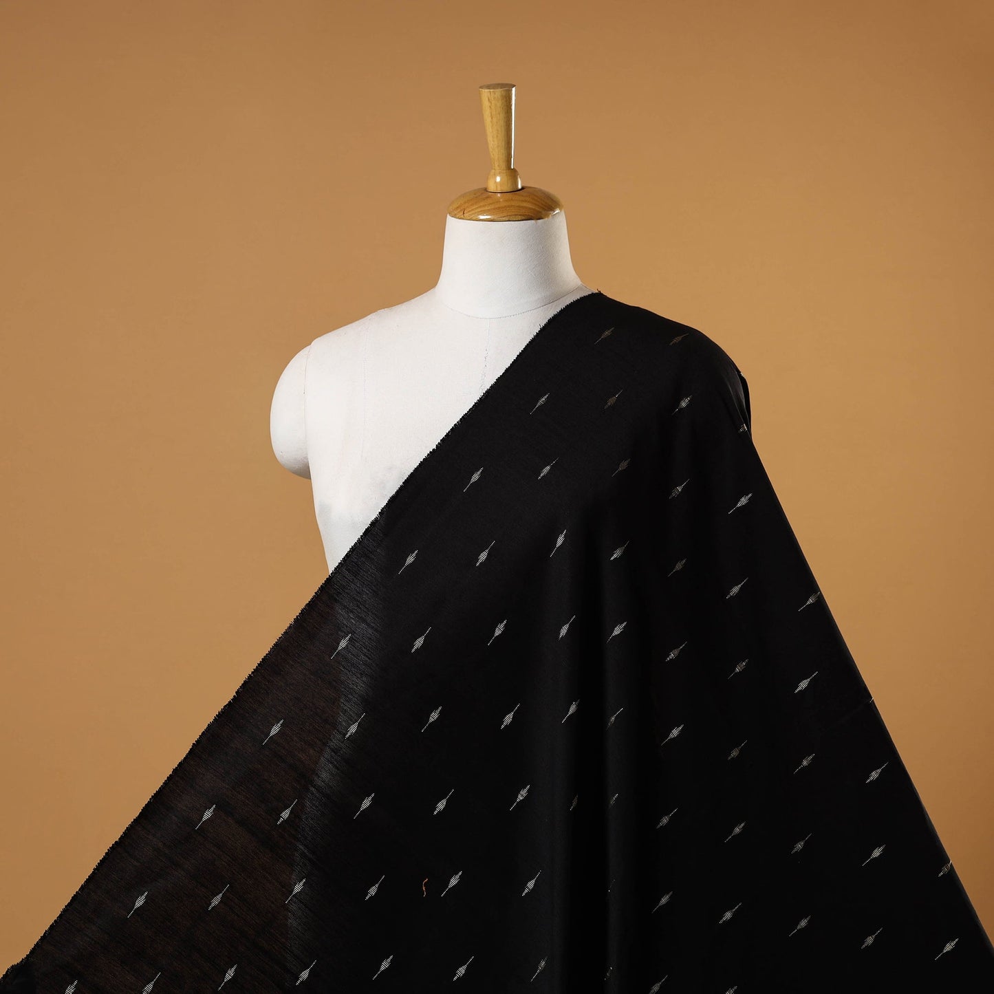 Black - spun dupion viscose silk buti fabric 03