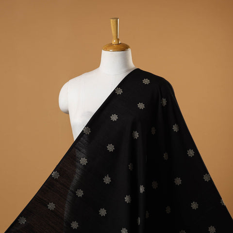 Black - spun dupion viscose silk thread buta fabric 21