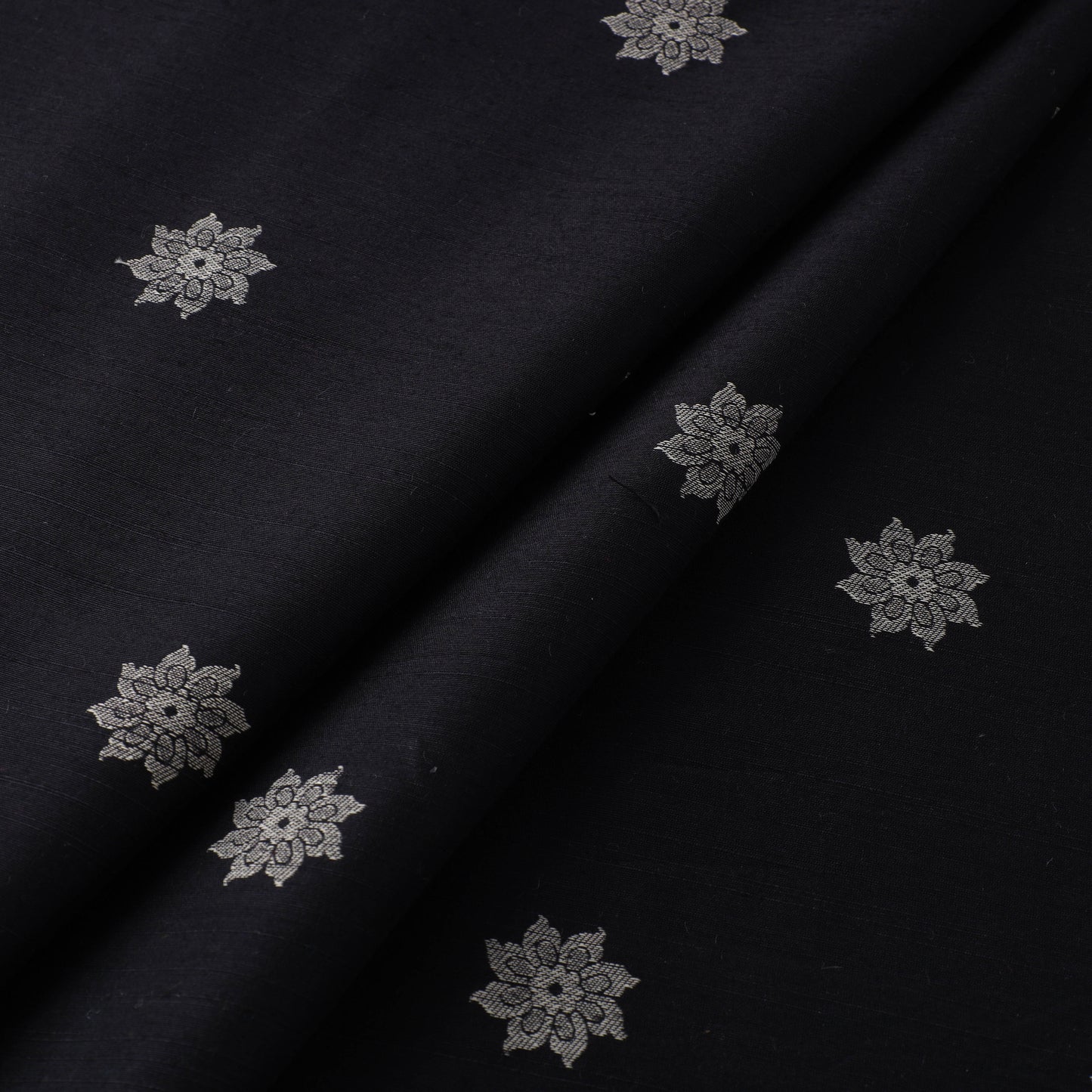 Black - spun dupion viscose silk thread buta fabric 21