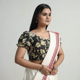 Black - srikalahasti handpainted penwork kalamkari chanderi