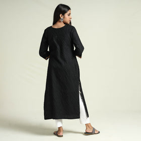 Buy Srikalahasti Kalamkari Patchwork Pintuck Plain Cotton Long kurta Online at iTokri.com