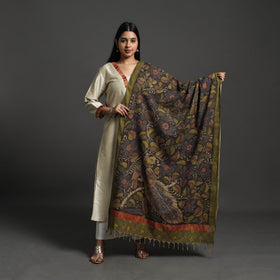 Black Mangalagiri Cotton Handpainted Pen Work Kalamkari Dupatta