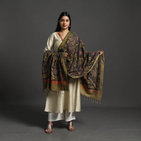 Black Mangalagiri Cotton Handpainted Pen Work Kalamkari Dupatta