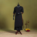 Black - straight cotton dharwad kurta 01 - handcrafted