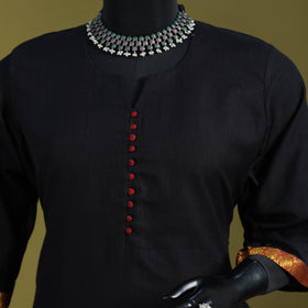 Black - straight cotton dharwad kurta 01 - handcrafted