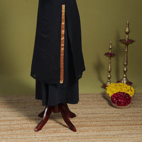 Black - straight cotton dharwad kurta 01 - handcrafted