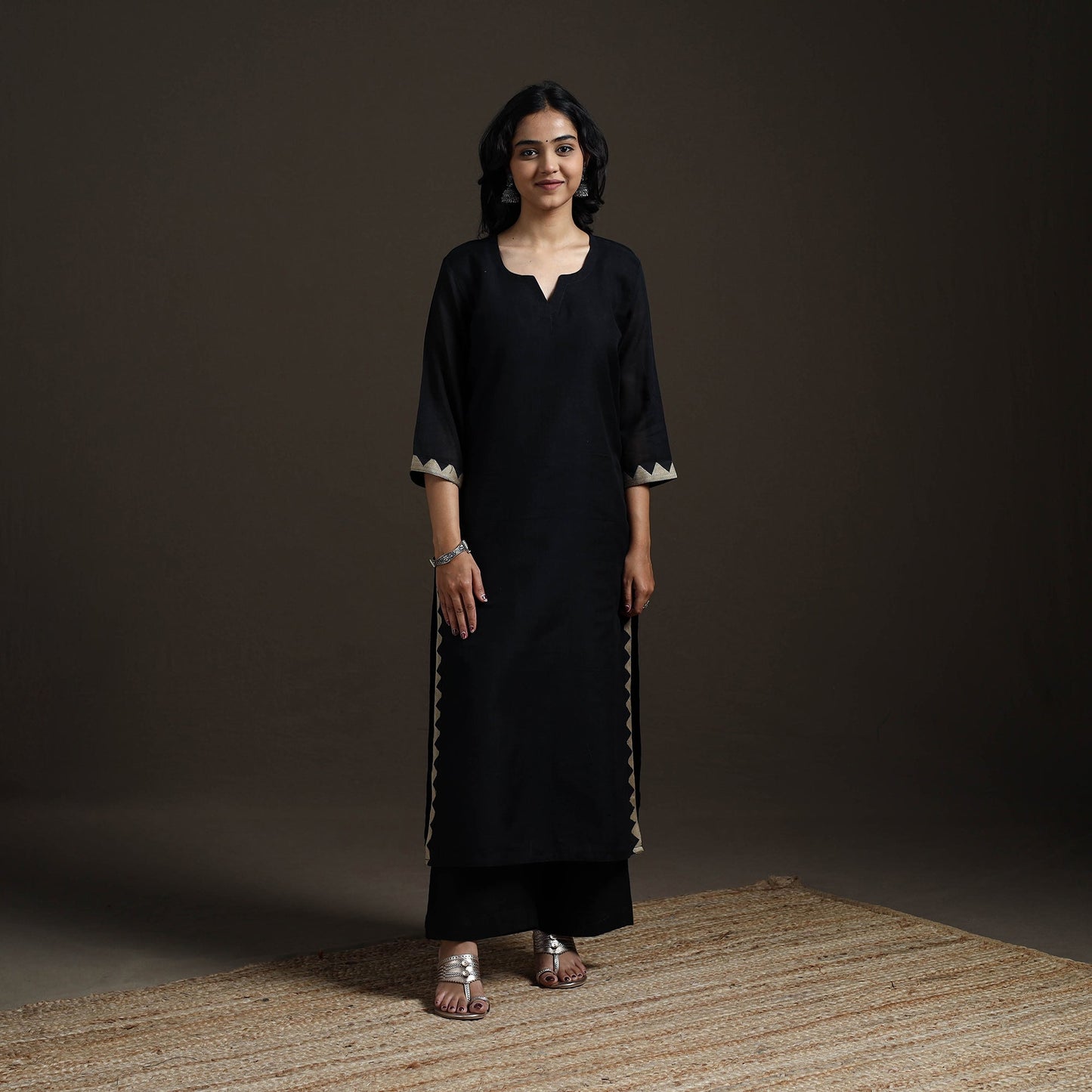 Straight cotton dharwad kurta for women 06 - handcrafted