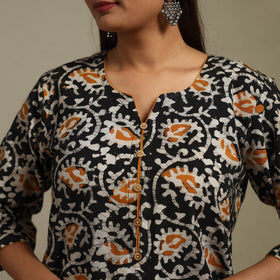 Straight cotton hand batik kurta for women 24 - handcrafted