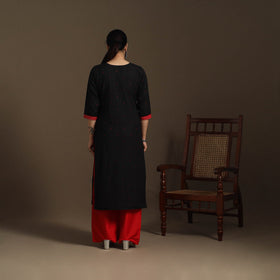 Straight cotton patchwork jacquard kurta for women 15