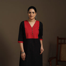 Straight cotton patchwork jacquard kurta for women 15