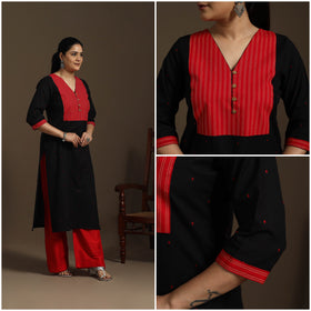 Straight cotton patchwork jacquard kurta for women 15