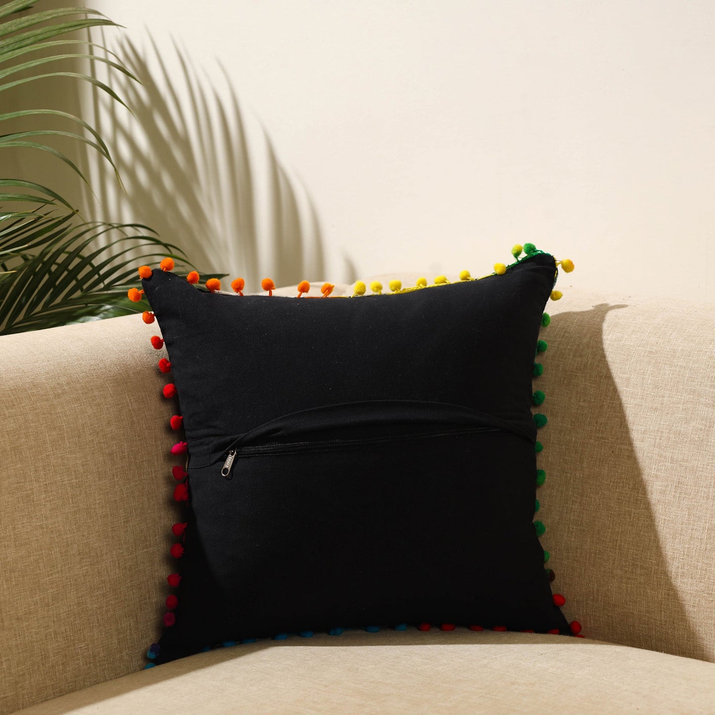 Buy Black Suzani Embroidery Cushion Cover