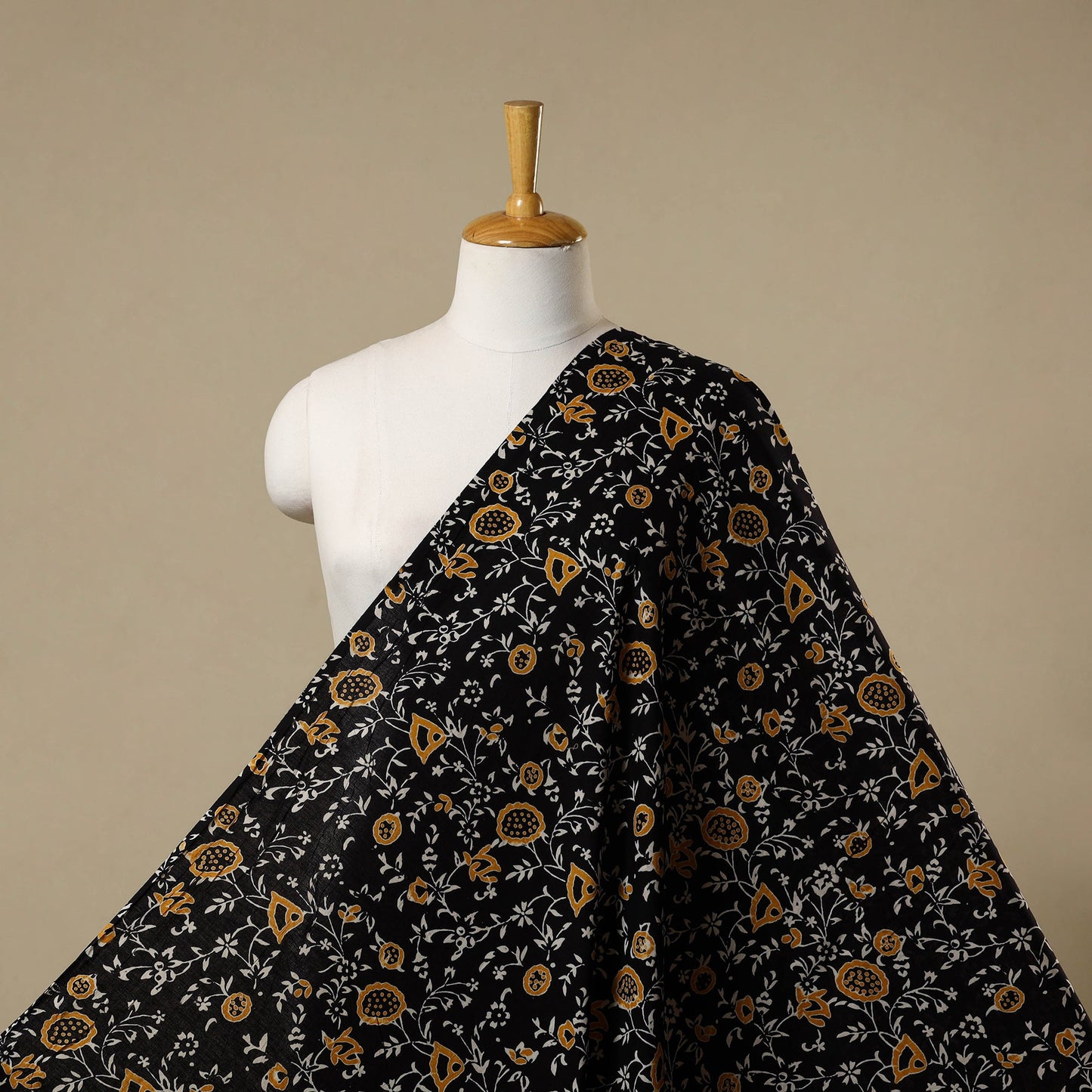 Black - syahi begar bagru cotton fabric 27 - handcrafted