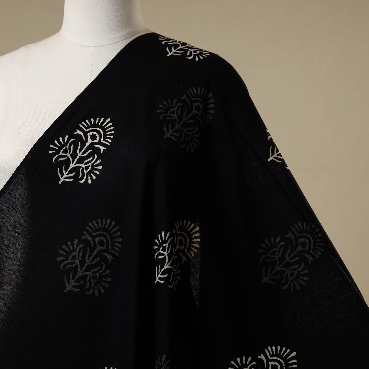 Black - syahi begar bagru cotton fabric 20 - handcrafted