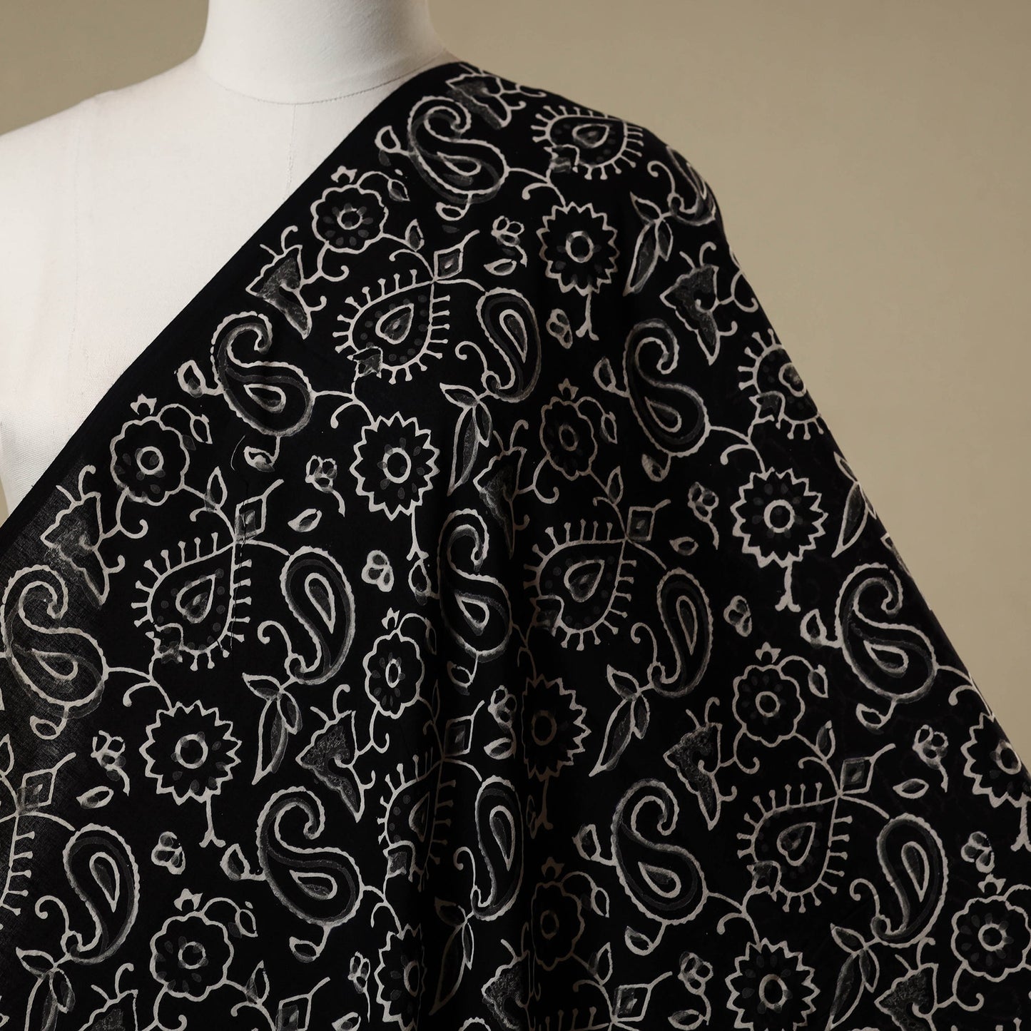 Black - syahi begar bagru cotton fabric 21 - handcrafted