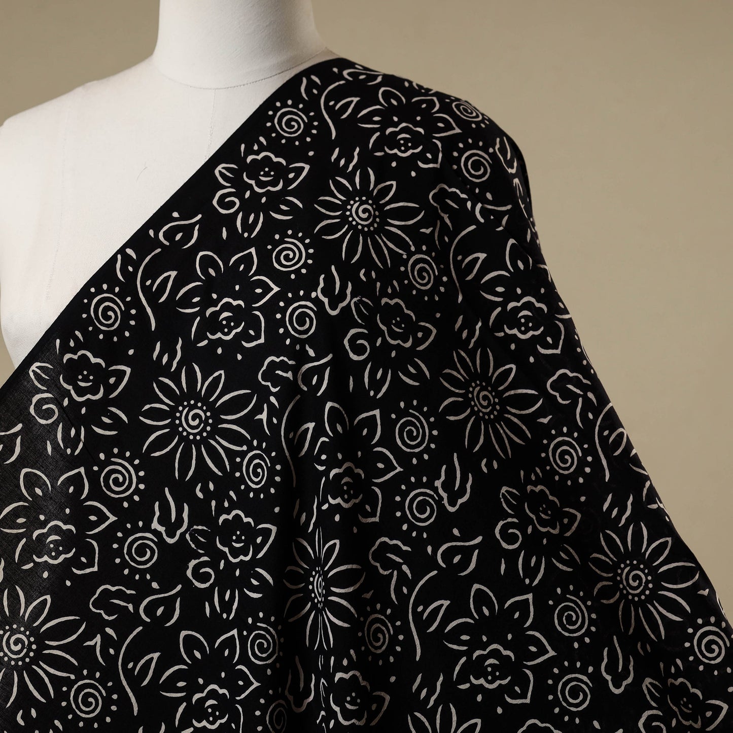 Black - syahi begar bagru cotton fabric 23 - handcrafted