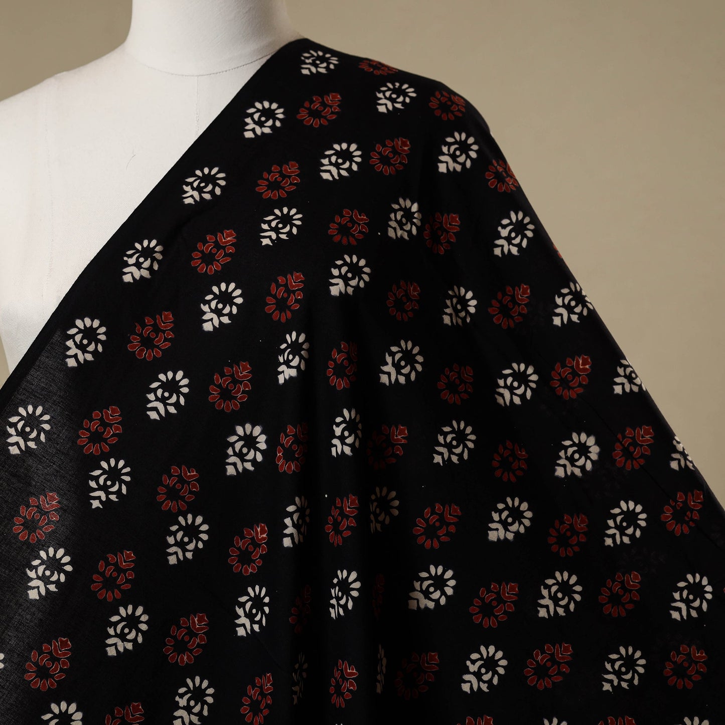 Black - syahi begar bagru cotton fabric 24 - handcrafted