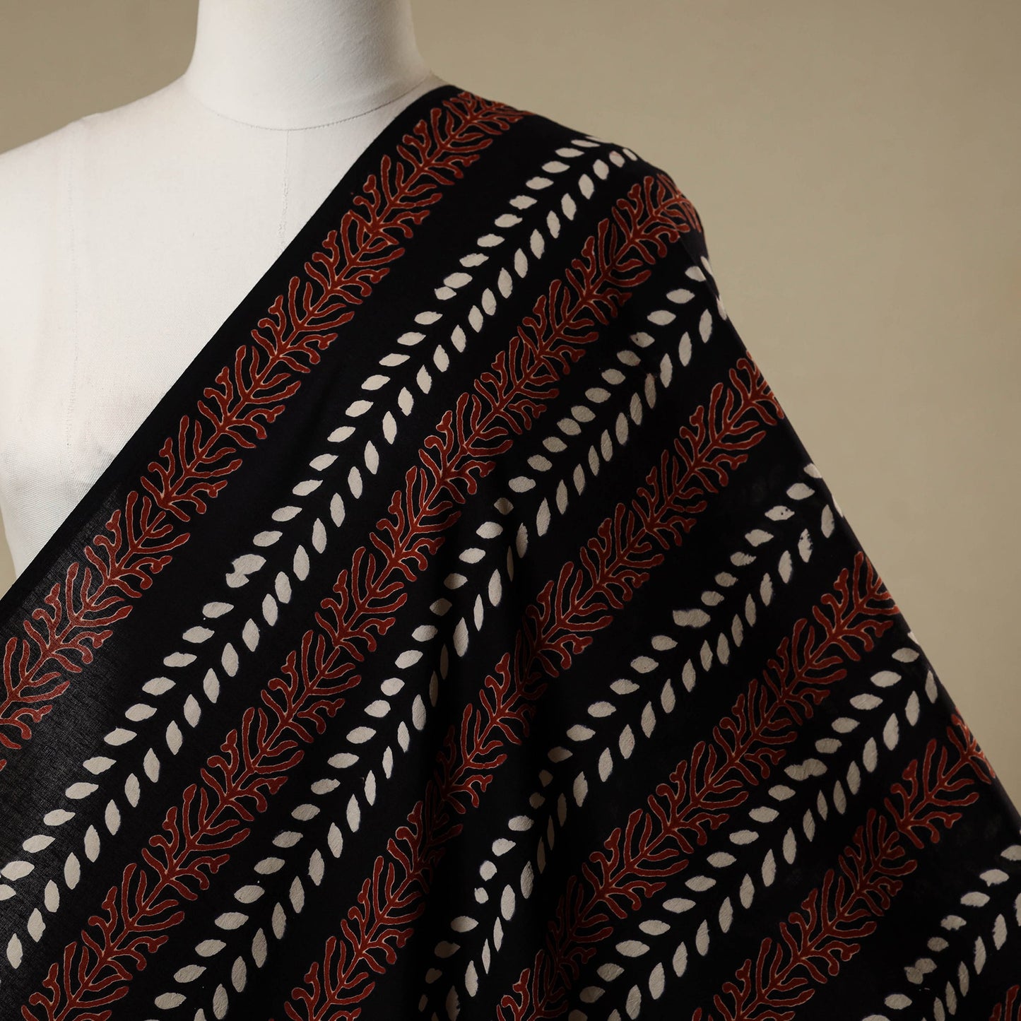 Black - syahi begar bagru cotton fabric 26 - handcrafted