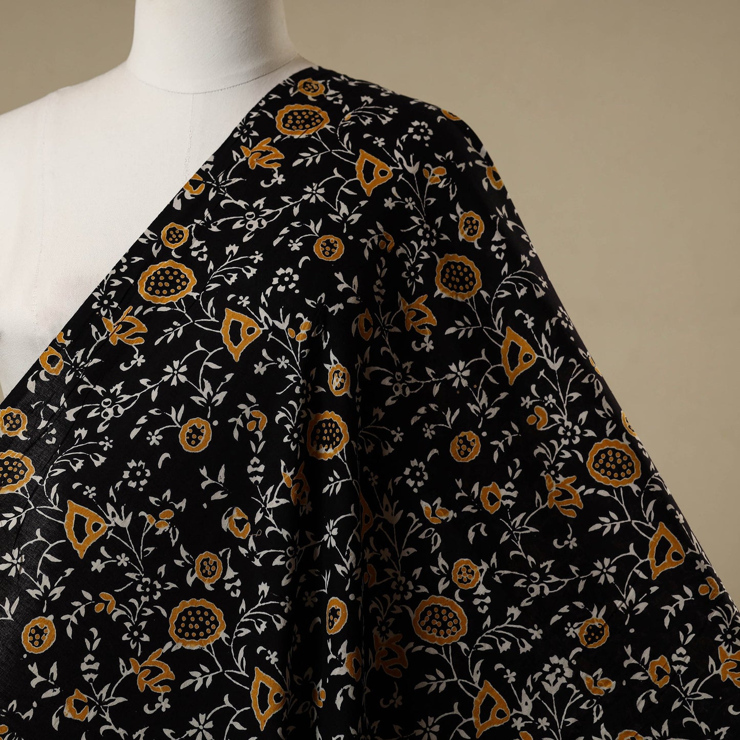 Black - syahi begar bagru cotton fabric 27 - handcrafted