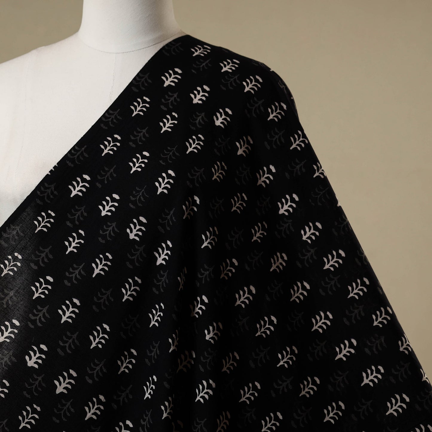 Black - syahi begar bagru cotton fabric 28 - handcrafted