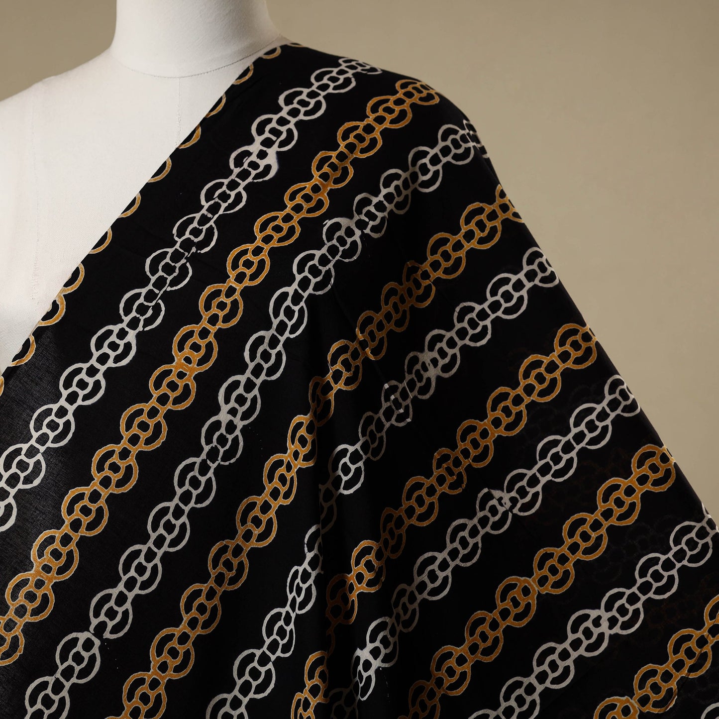 Black - syahi begar bagru cotton fabric 30 - handcrafted