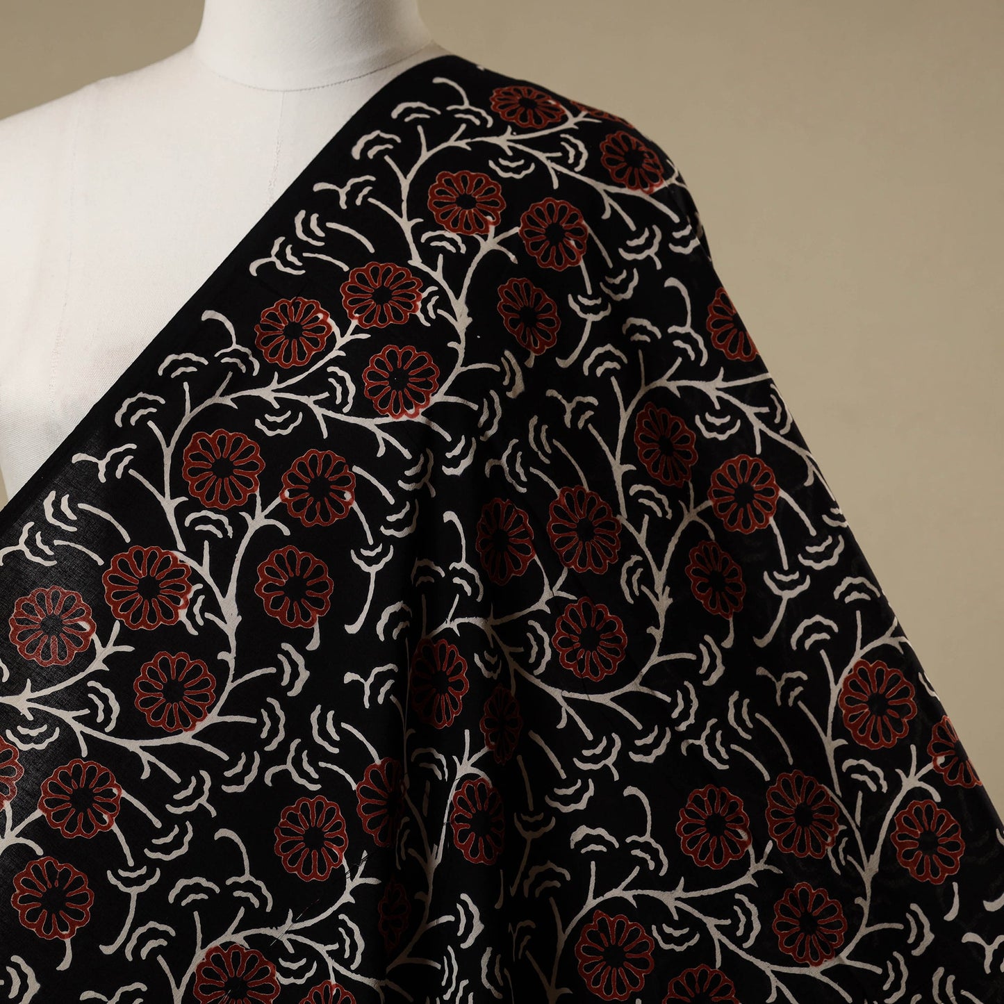 Black - syahi begar bagru cotton fabric 31 - handcrafted