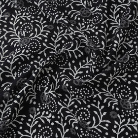 Black - syahi begar cotton hand block bagru print fabric 06
