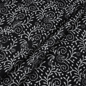 Black - syahi begar cotton hand block bagru print fabric 06