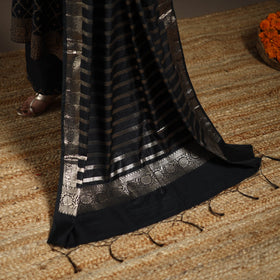 Black - tanchoi silk cotton banarasi kurta set for women