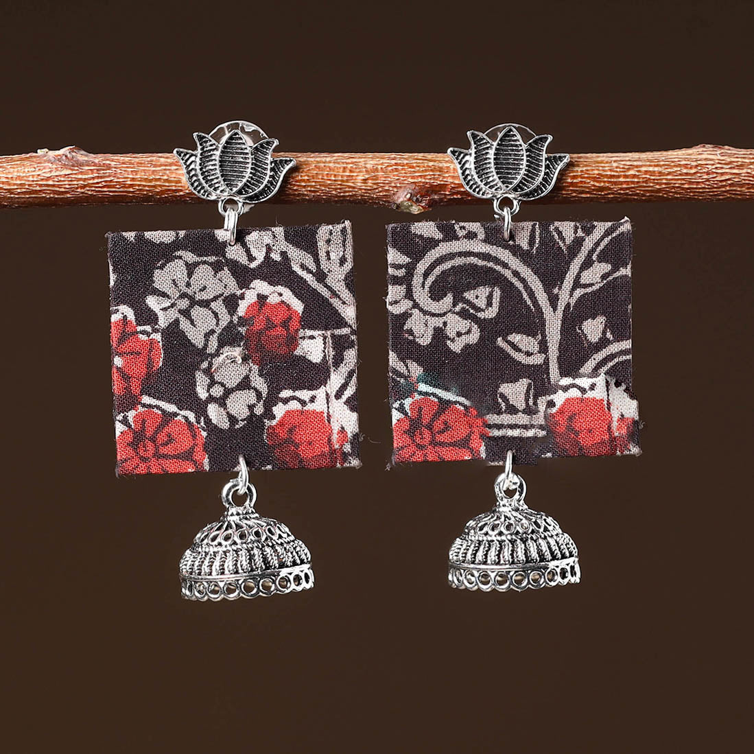 Black - tara handcrafted gs fabart earrings