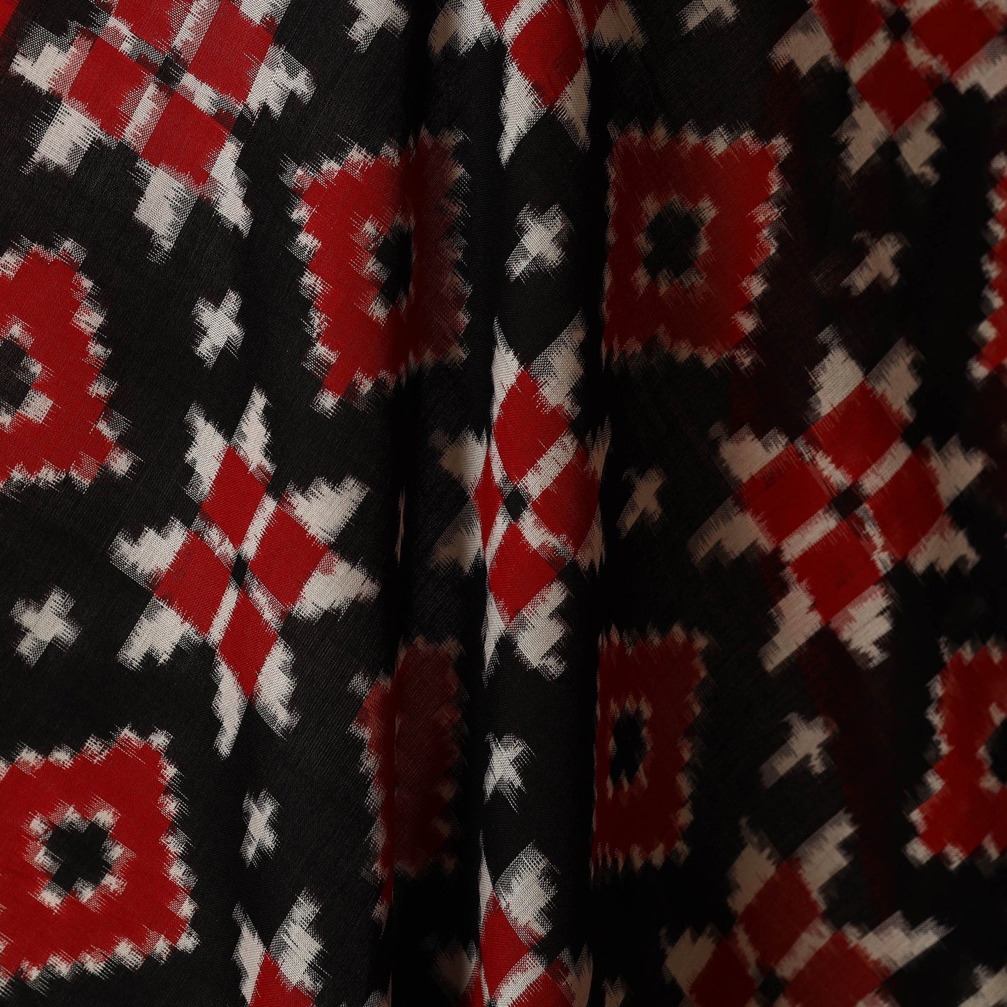 Black - telia rumal handloom cotton pochampally double ikat