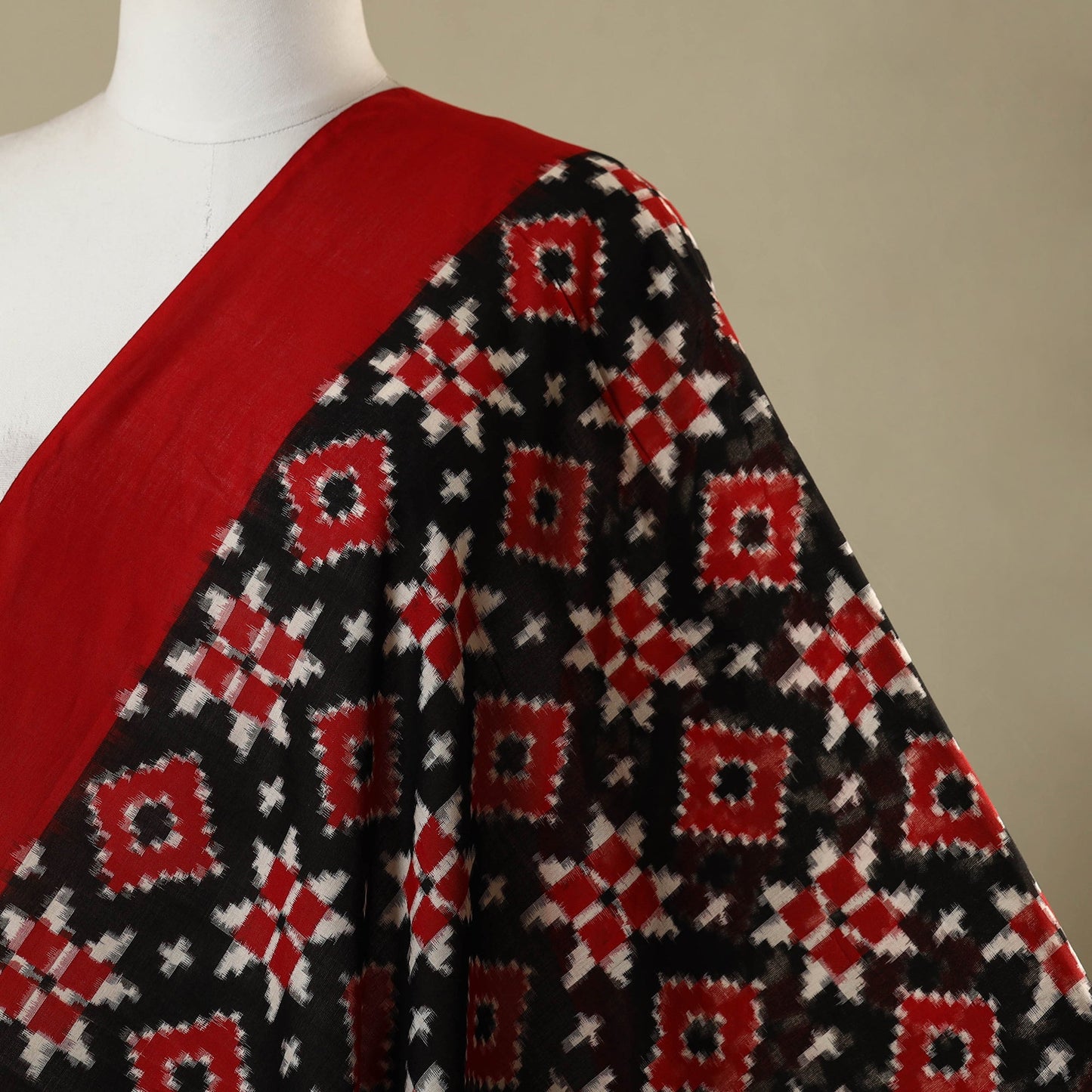 Black - telia rumal handloom cotton pochampally double ikat