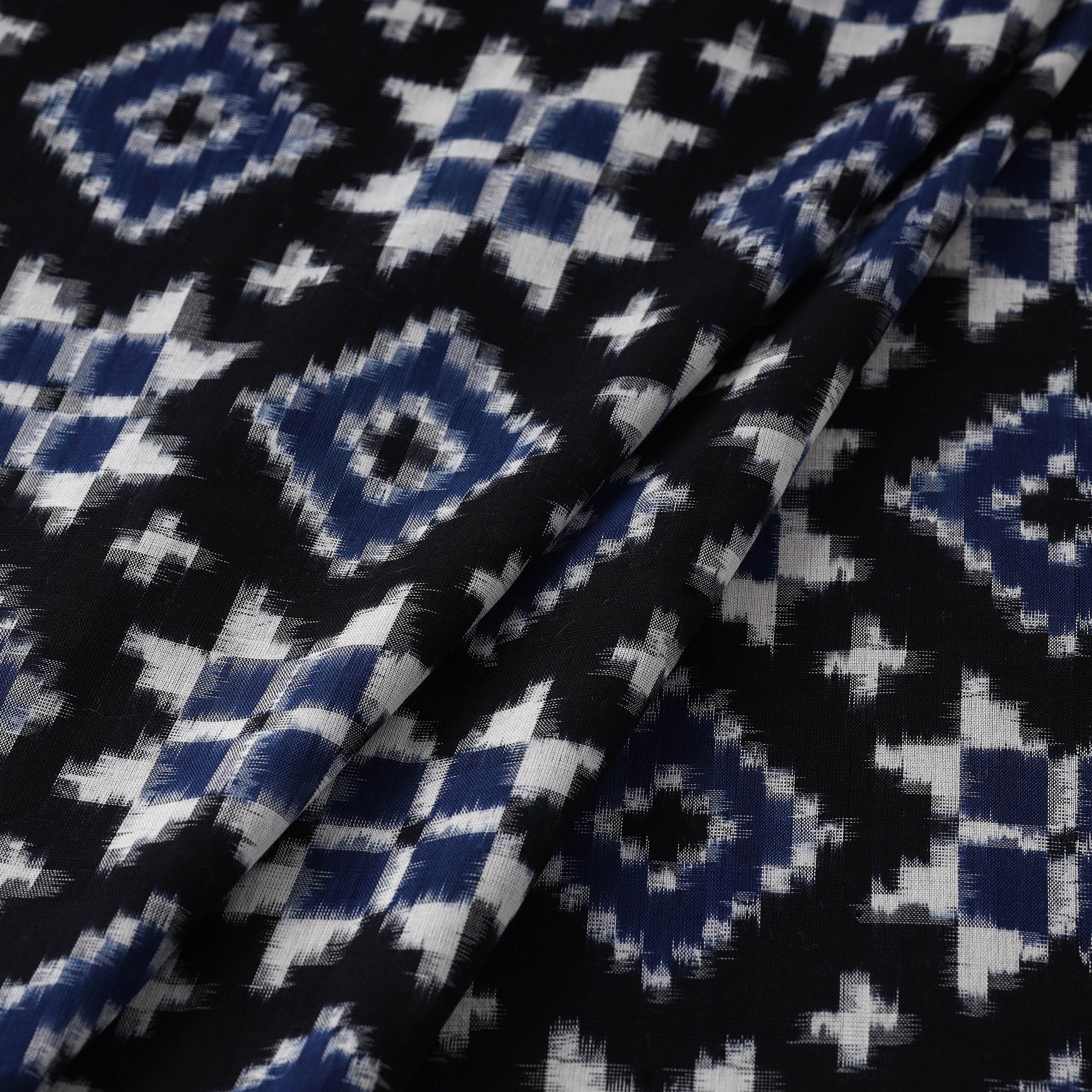 Teliya Rumaal Process Black Telia Rumal Handloom Cotton Pochampally Double Ikat Fabric