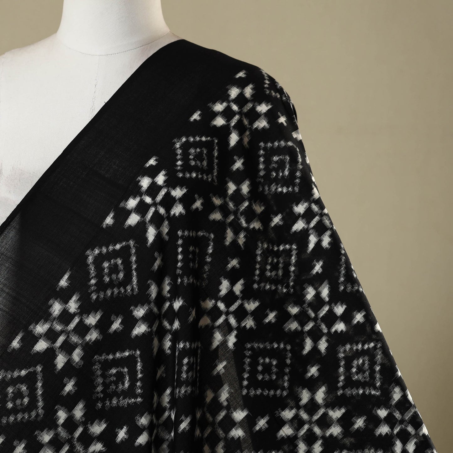 Black - telia rumal handloom cotton pochampally double ikat