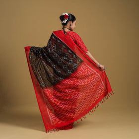 Black Telia Rumal Handloom Cotton Pochampally Double Ikat Saree