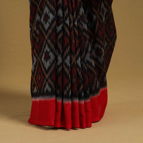 Black Telia Rumal Handloom Cotton Pochampally Double Ikat Saree