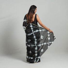 Black Elegant Tie & Dye Shibori Silk Saree Online in India