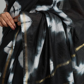Black Elegant Tie & Dye Shibori Silk Saree Online in India