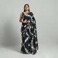 Black Elegant Tie & Dye Shibori Silk Saree Online in India